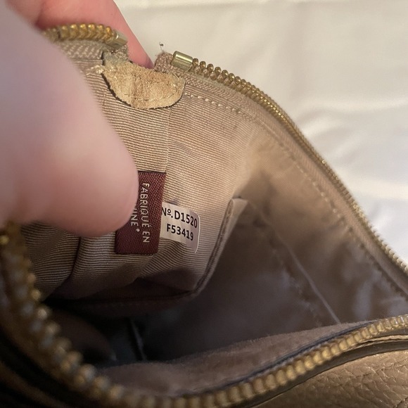 Coach Leather Suede Large Clutch Wristlet Bag Pebbled Leather F53419 Tan Beige - Picture 13 of 16